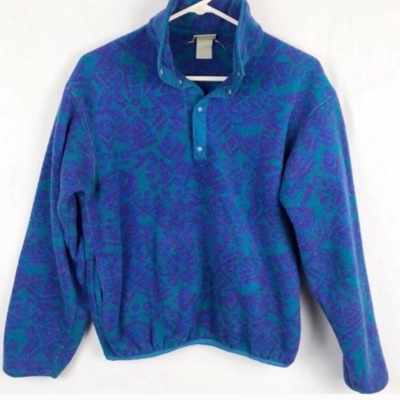 L.L. Bean Tops - L.L. Bean Vintage Patterned Snap Button Fleece